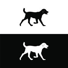 Dog Logo Silhouette On Black And White Background