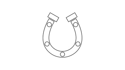 Poster - Black line Horseshoe icon isolated on white background. 4K Video motion graphic animation.