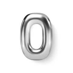Wall Mural - silver number balloon 0 zero. vector realistic 3d character