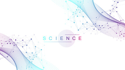 Wall Mural - Science information banner template background. laboratory template for posters, flyer, book cover, banners. Scientific or chemistry concept. Scientific vector illustration.