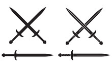 Cross Swords Icon. Medieval Knight Weapon. Vector Illustration.