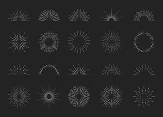 Wall Mural - sunburst logos. starburst icons. sun burst with shine in line style. explosion with rays. retro embl