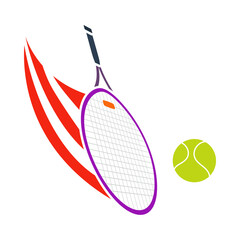 Wall Mural - Tennis Racket Hitting A Ball Icon