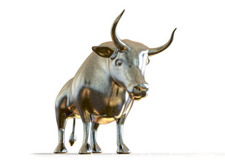 3D Metal bull isolated on white