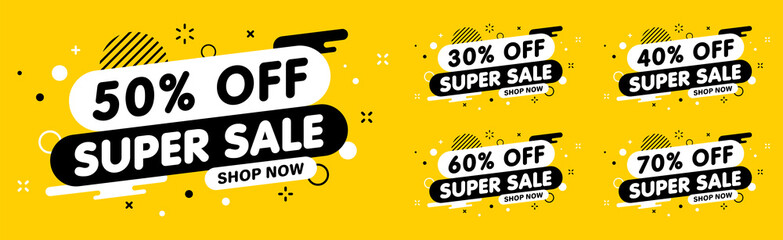 Wall Mural - sale banner, special offer and sale. shop now or this weekend only. up to 50 or 60 or 70 off. discou