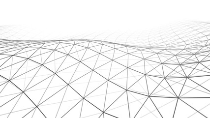 Futuristic white futuristic background. Wave with connecting dots and lines on wave background. Abstract interlacing lines and points. Digital connection of elements. Imitation waves.