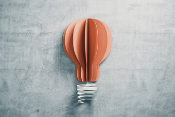 Wall Mural - Red light bulb made from paper