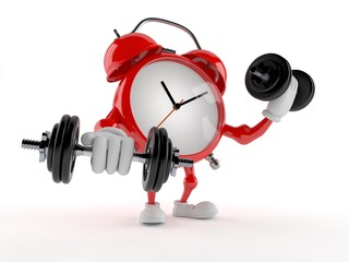 Sticker - Alarm clock character with dumbbells