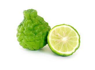 Wall Mural - Bergamot fruit with cut in half an isolated on white background.cilpping path