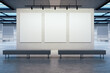 © Who is Danny - Minimalistic gallery interior with three empty banners