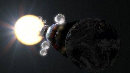 parallel universe multiple earth illustration realistic 3d rendering and 3d illustration