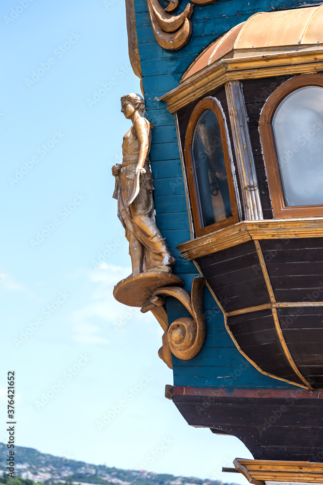 Figurehead (nose shape) is an ornament on nose of sailing vessel ...