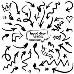 Poster - Hand drawn arrows set isolated isolated on white background, vector illustration