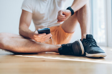 Handsome man working out at home