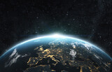 Fototapeta Kosmos - Planet earth from the space at night . 3d render