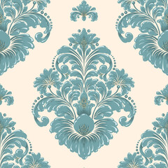 Damask seamless pattern element. Vector classical luxury old fashioned damask ornament, royal victorian seamless texture for wallpapers, textile, wrapping. Vintage exquisite floral baroque template.