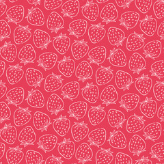 Seamless red fruit outline pattern of abstract strawberries
