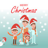 Fototapeta Natura - Merry Christmas with happy family