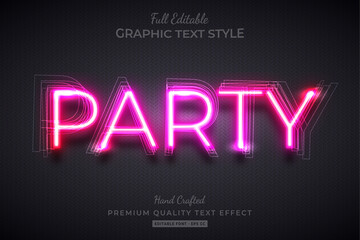 Wall Mural - Neon Party Editable 3D Text Style Effect Premium