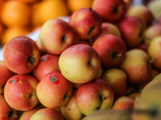 red apples in a market