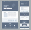 Website landing page design for business. One page site wireframe layout template. Modern flat UX/UI site development. Responsive web page design concept.