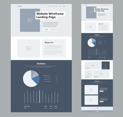Wall Mural - website landing page design for business. one page site wireframe layout template. modern flat ux/ui