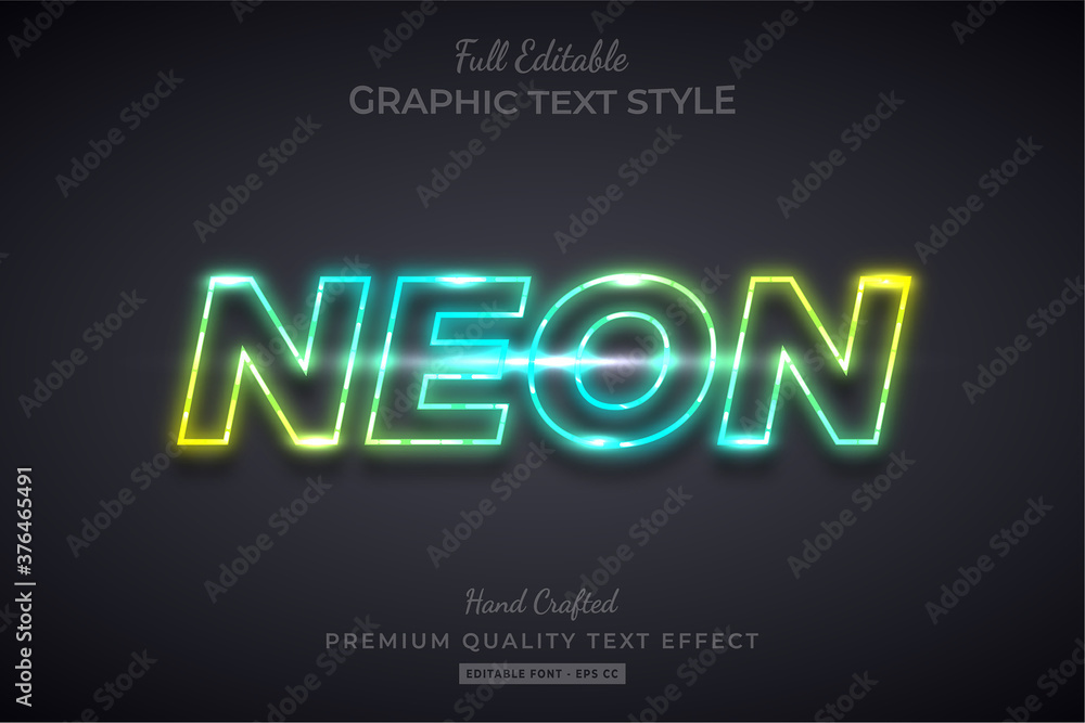 Gradient Neon Editable 3D Text Style Effect Premium Stock Vector ...