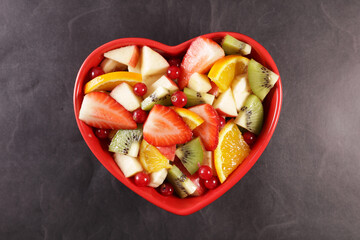 Sticker - heart shape bowl with fresh fruits