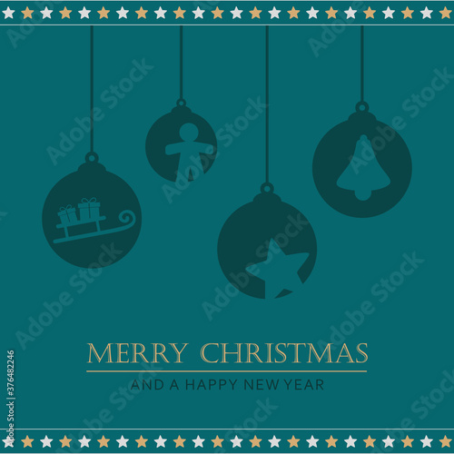 Fotografía christmas greeting card with hanging decoration vector illustration EPS10