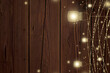 © Lilia - vintage rustic wood background string lights for invitacion