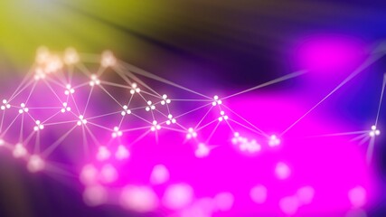 Poster - Connecting Dots and Lines Blue Pink and Green Blur Background Design