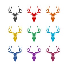 Poster - Simple deer icon, color set