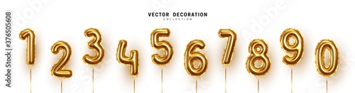 Fotomural Golden Number Balloons 0 to 9