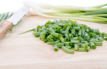 Wall Mural - Spring onions an isolated on white background