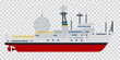 Illustration of a research vessel or expedition ship vector flat icon isolated