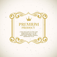 Wall Mural - premium product label on gold frame decorative vector illustration design