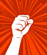 Raised fist in protest. Strike, revolution symbol