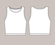 © alina_galieva - Vector technical sketch of crop top t shirt in white color. Back and front part.