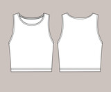 Fototapeta Młodzieżowe - Vector technical sketch of crop top t shirt in white color. Back and front part.