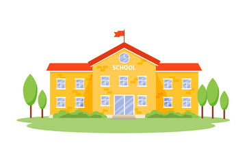 Vector illustration of a school building. Back to school concept.