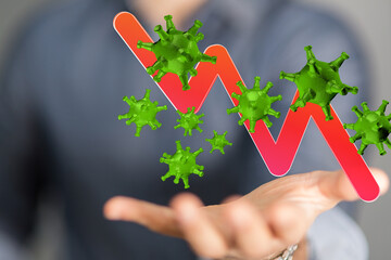 Financial stock graph has down from virus corona outbreak..