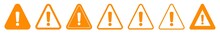Exclamation Mark Triangle Icon Orange | Caution Sign | Warning Illustration | Danger Symbol | Attention Logo | Isolated | Variations