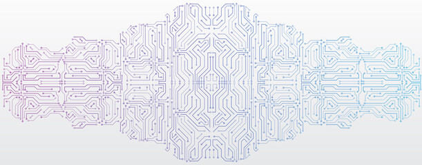 Wide High-tech technology background texture. Circuit board vector illustration. Microelectronics and engineering concept.