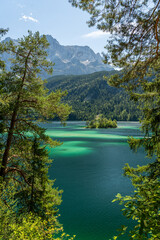 Wall Mural - view on the beautiful zugspitze mountain and the eibsee