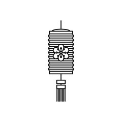 Poster - mid autumn concept, floral chinese lamp icon, line style