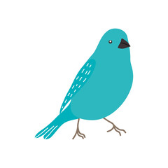 Poster - turquoise bird icon, flat style