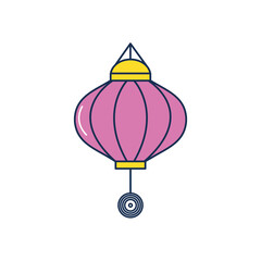 Poster - chinese lantern icon, line fill style