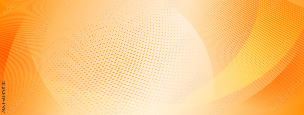 Abstract halftone background of small dots and wavy lines in orange colors - obrazy, fototapety, plakaty 