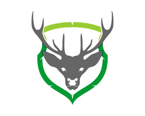 Poster - Deer head inside the green shield