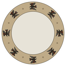 Round Animal Decor, Frame Or Texture With Stylized Flying Birds. Ancient Greek Pottery Motif.